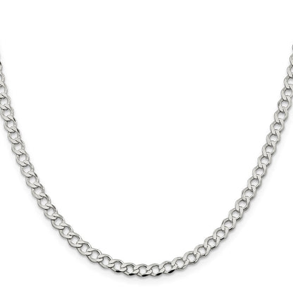 Sterlingsilber 4.5mm Halbmassiv Flach Panzer Halskette