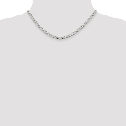 Sterlingsilber 4.5mm Halbmassiv Flach Panzer Halskette