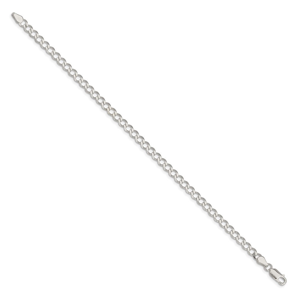 Sterlingsilber 4.5mm Halbmassiv Flach Panzer Gliederarmband