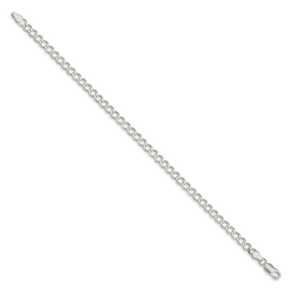 Sterlingsilber 4.5mm Halbmassiv Flach Panzer Gliederarmband