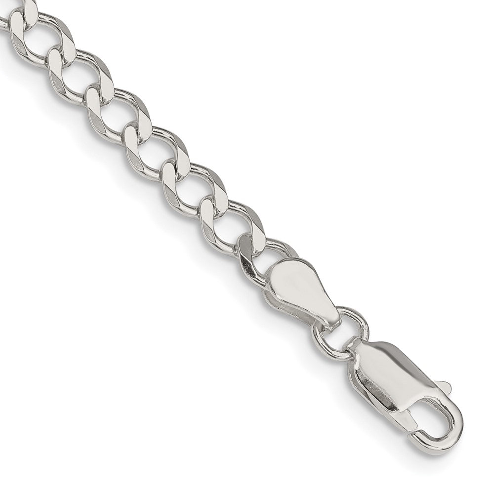 Sterlingsilber 4.5mm Halbmassiv Flach Panzer Gliederarmband