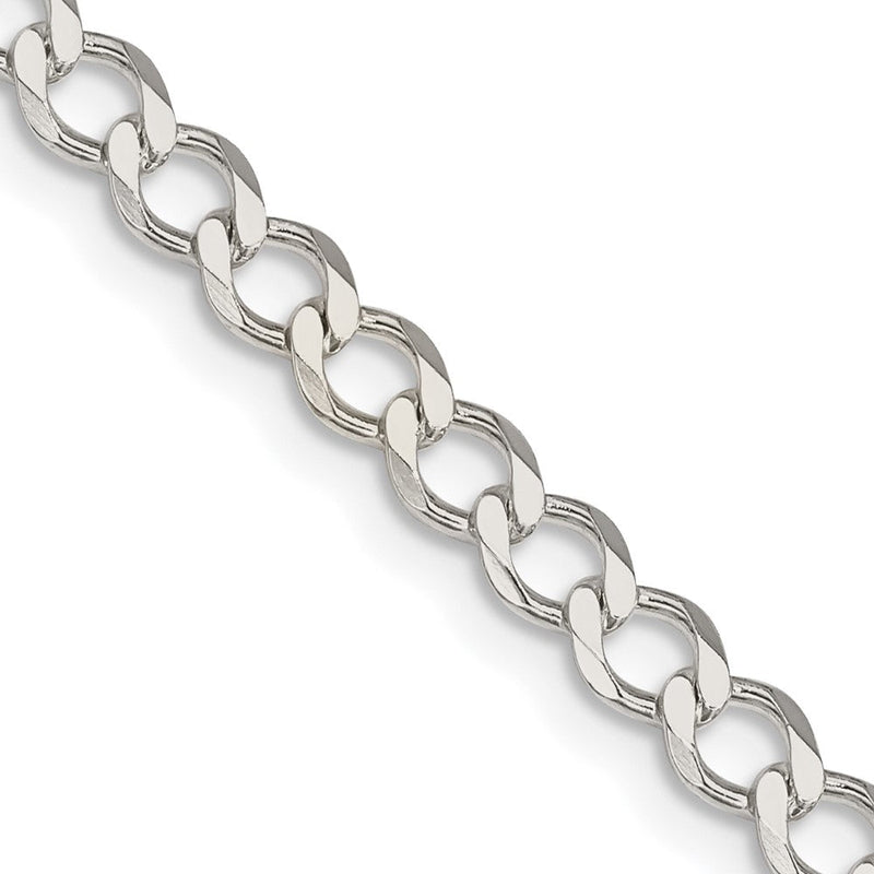 Sterlingsilber 4.5mm Halbmassiv Flach Panzer Halskette