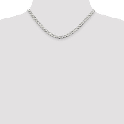 Sterlingsilber 5.3mm Halbmassiv Flach Panzer Halskette