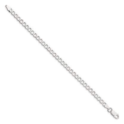 Sterlingsilber 5.3mm Halbmassiv Flach Panzer Gliederarmband