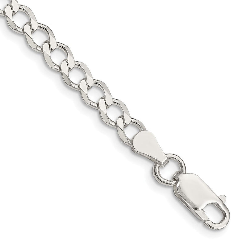 Sterlingsilber 5.3mm Halbmassiv Flach Panzer Gliederarmband