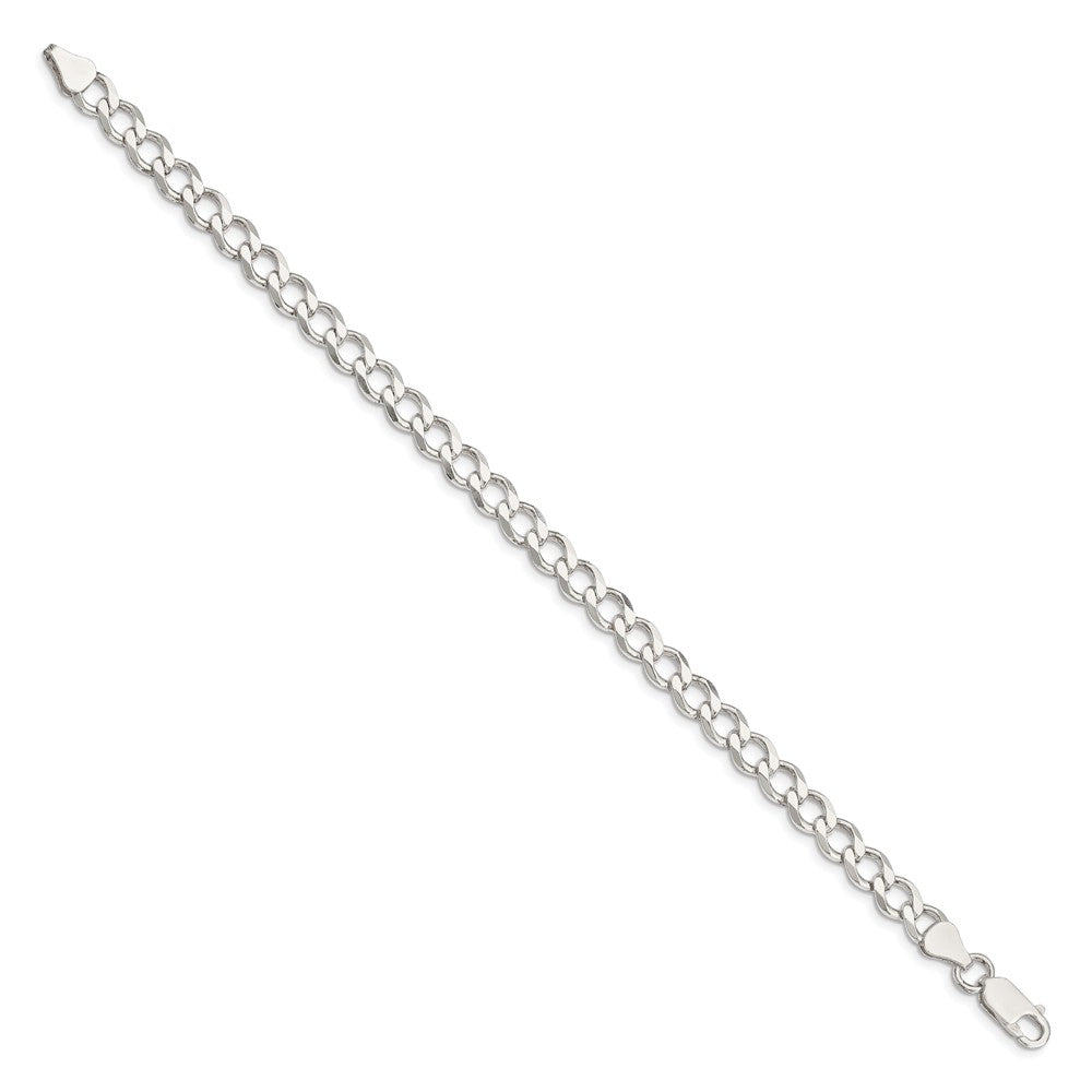 Sterlingsilber 6.7mm Halbmassiv Flach Panzer Gliederarmband