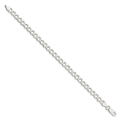 Sterlingsilber 6.7mm Halbmassiv Flach Panzer Gliederarmband