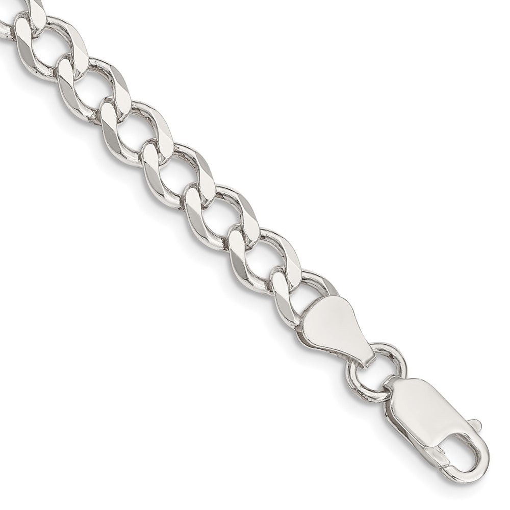 Sterlingsilber 6.7mm Halbmassiv Flach Panzer Gliederarmband
