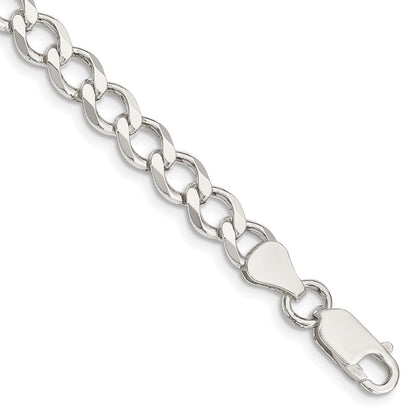 Sterlingsilber 6.7mm Halbmassiv Flach Panzer Gliederarmband
