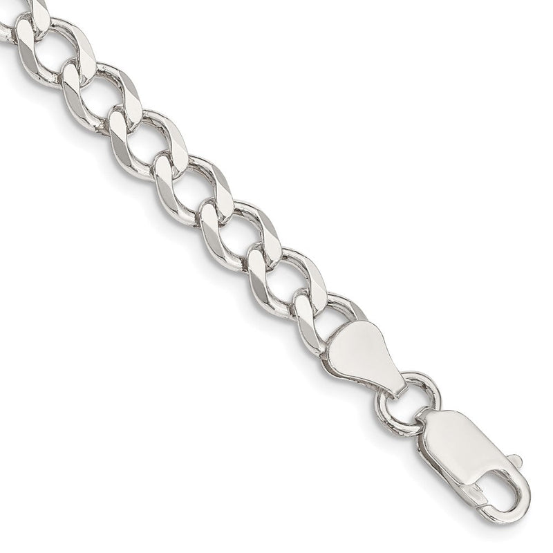 Sterlingsilber 6.7mm Halbmassiv Flach Panzer Gliederarmband