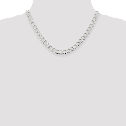 Sterlingsilber 8.1mm Halbmassiv Flach Panzer Halskette