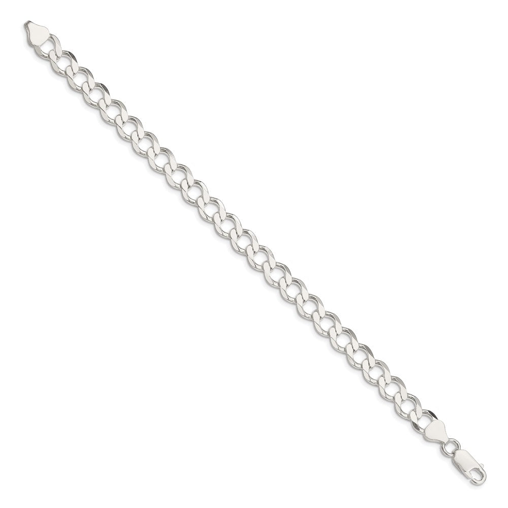Sterlingsilber 8.1mm Halbmassiv Flach Panzer Gliederarmband