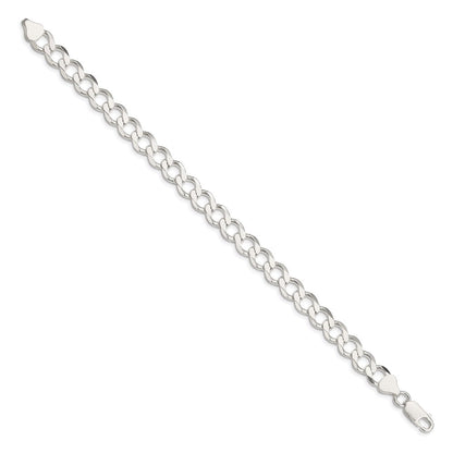 Sterlingsilber 8.1mm Halbmassiv Flach Panzer Gliederarmband