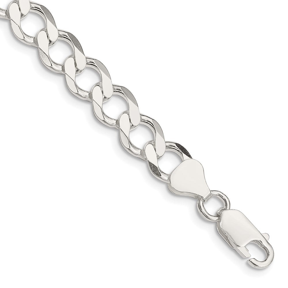 Sterlingsilber 8.1mm Halbmassiv Flach Panzer Gliederarmband