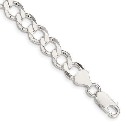 Sterlingsilber 8.1mm Halbmassiv Flach Panzer Gliederarmband