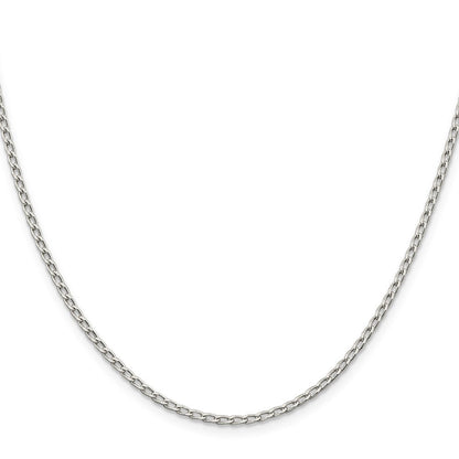 Sterlingsilber 2mm Offen Länglich Glieder Halskette