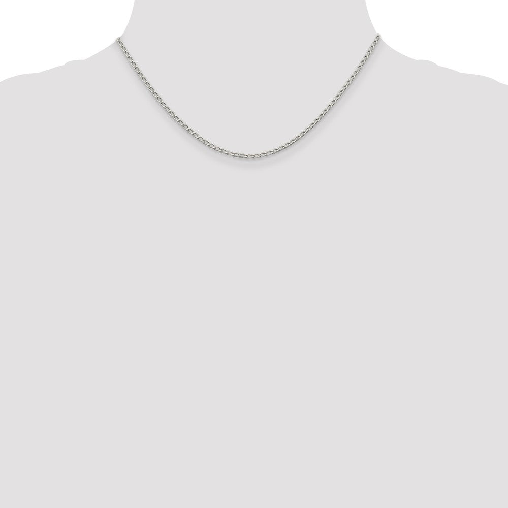 Sterlingsilber 2mm Offen Länglich Glieder Halskette