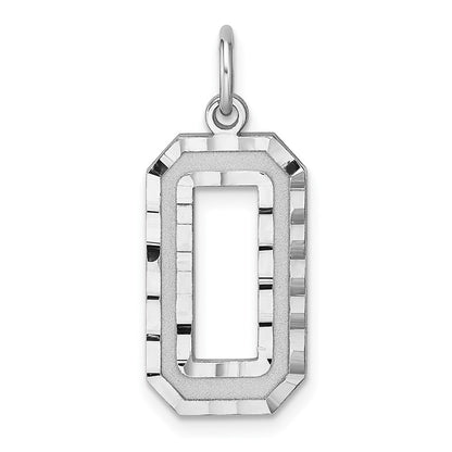 Sterlingsilber Rhodiniert Groß Diamantiert #0 Charm