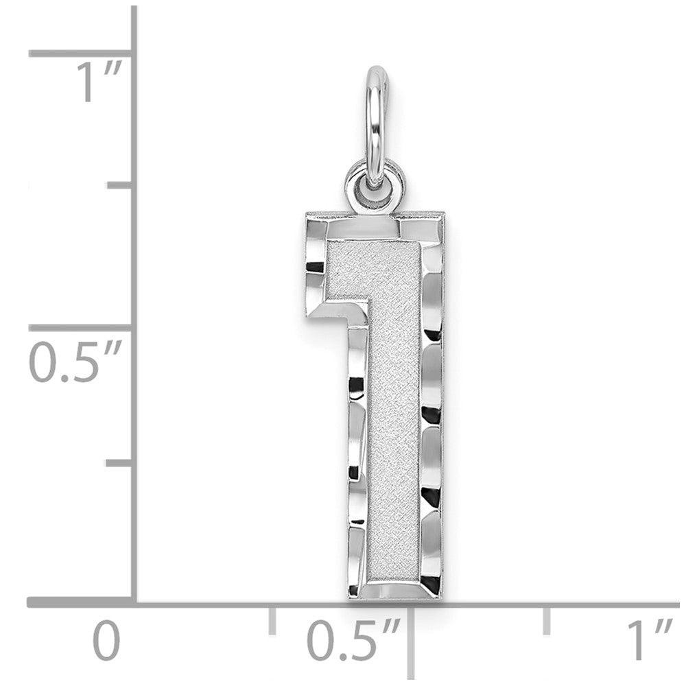 Sterlingsilber Rhodiniert Groß Diamantiert #1 Charm