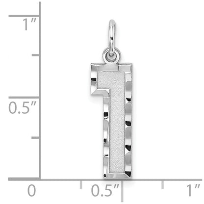Sterlingsilber Rhodiniert Groß Diamantiert #1 Charm