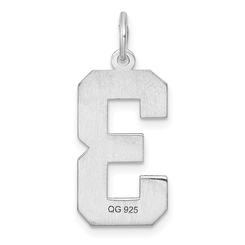 Sterlingsilber Rhodiniert Groß Diamantiert #3 Charm