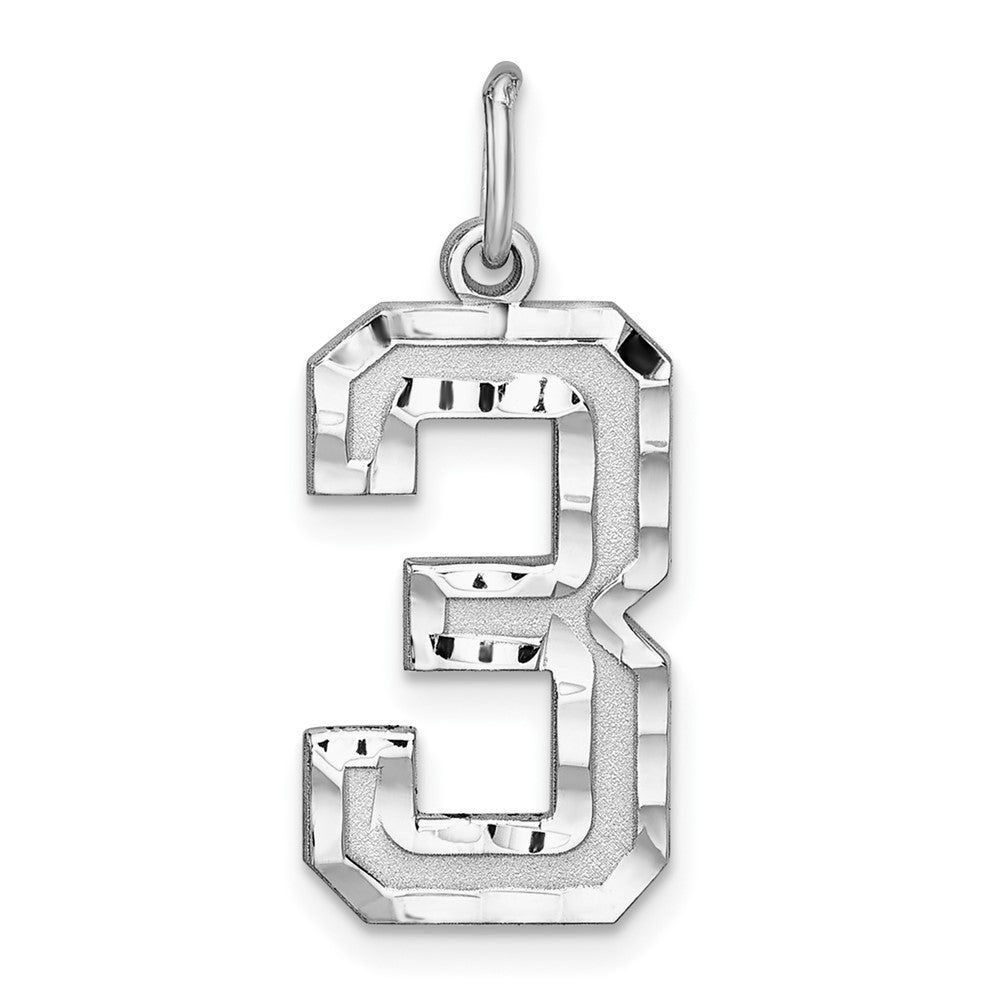 Sterlingsilber Rhodiniert Groß Diamantiert #3 Charm