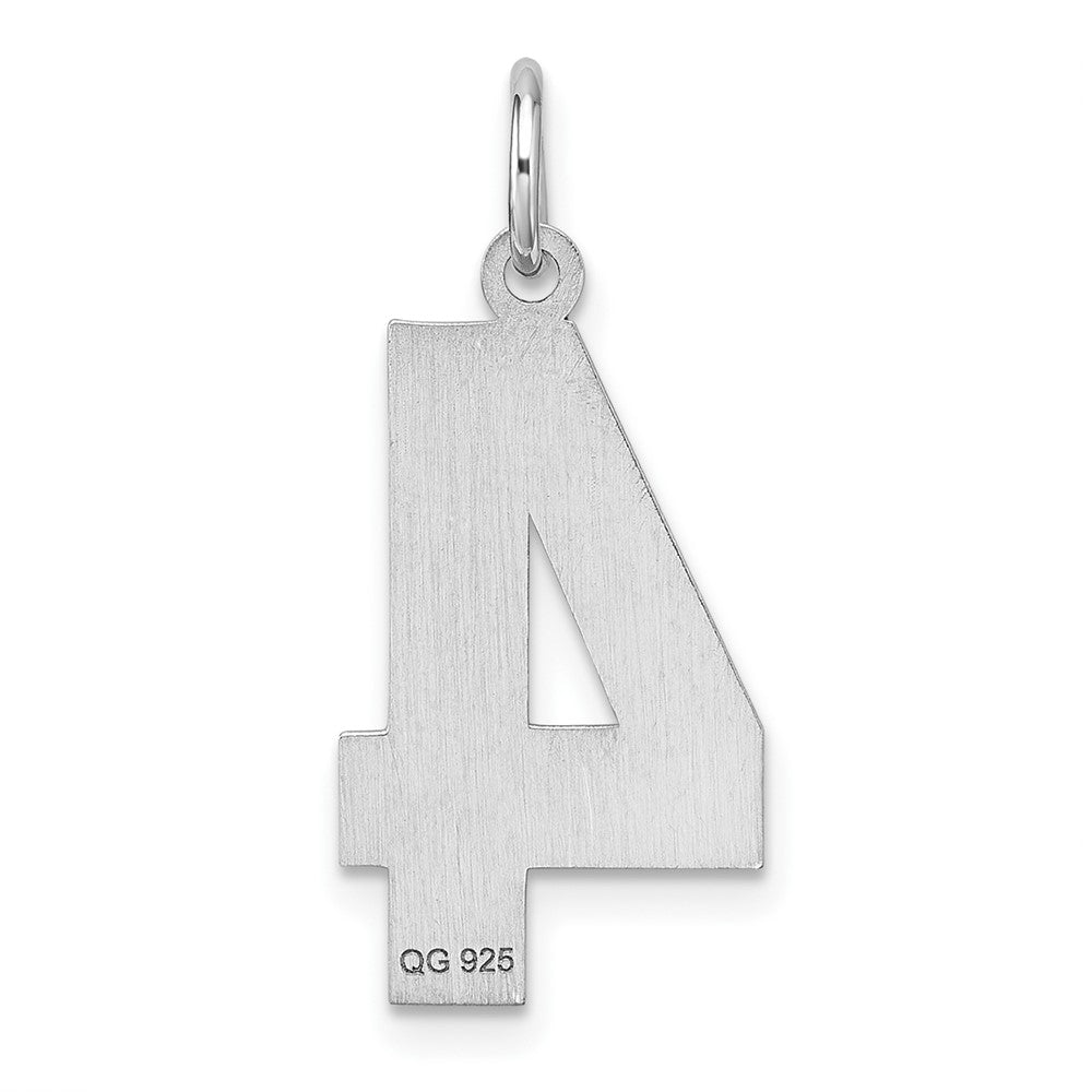 Sterlingsilber Rhodiniert Groß Diamantiert #4 Charm