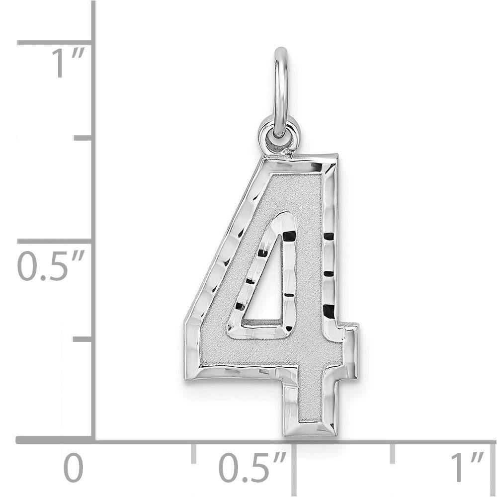 Sterlingsilber Rhodiniert Groß Diamantiert #4 Charm