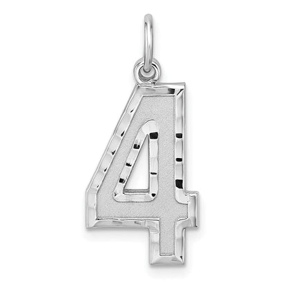Sterlingsilber Rhodiniert Groß Diamantiert #4 Charm