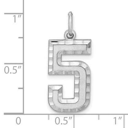 Sterlingsilber Rhodiniert Groß Diamantiert #5 Charm