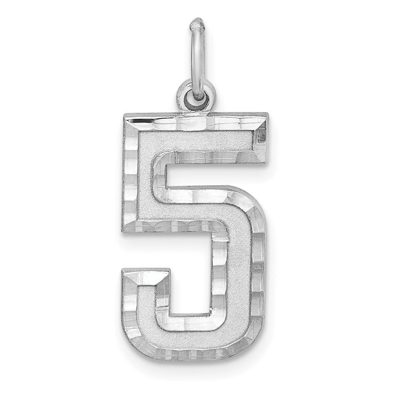 Sterlingsilber Rhodiniert Groß Diamantiert #5 Charm
