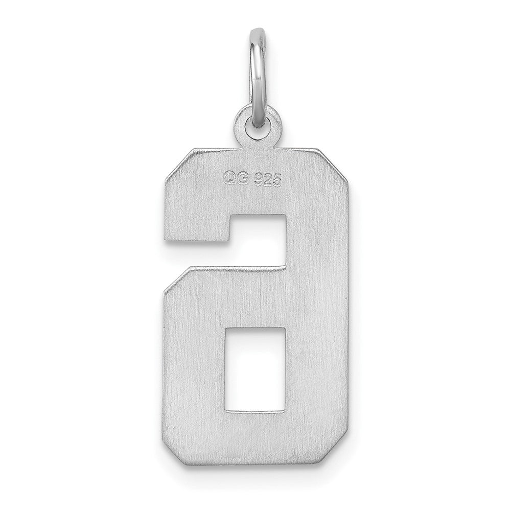 Sterlingsilber Rhodiniert Groß Diamantiert #6 Charm