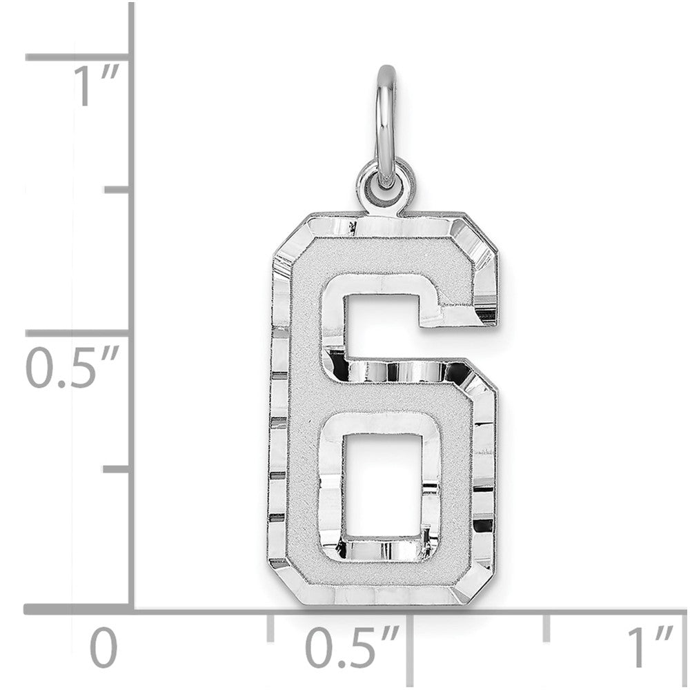 Sterlingsilber Rhodiniert Groß Diamantiert #6 Charm