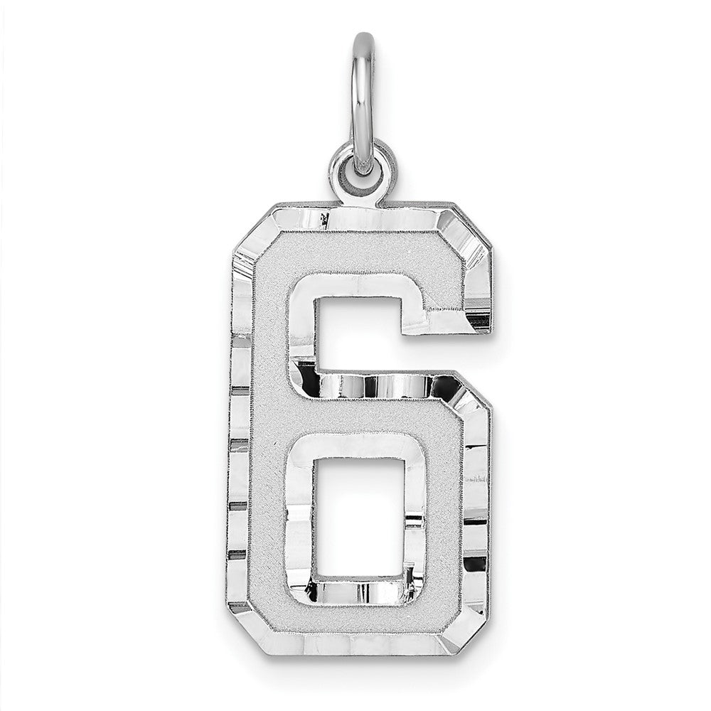 Sterlingsilber Rhodiniert Groß Diamantiert #6 Charm