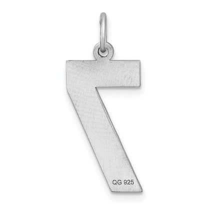 Sterlingsilber Rhodiniert Groß Diamantiert #7 Charm