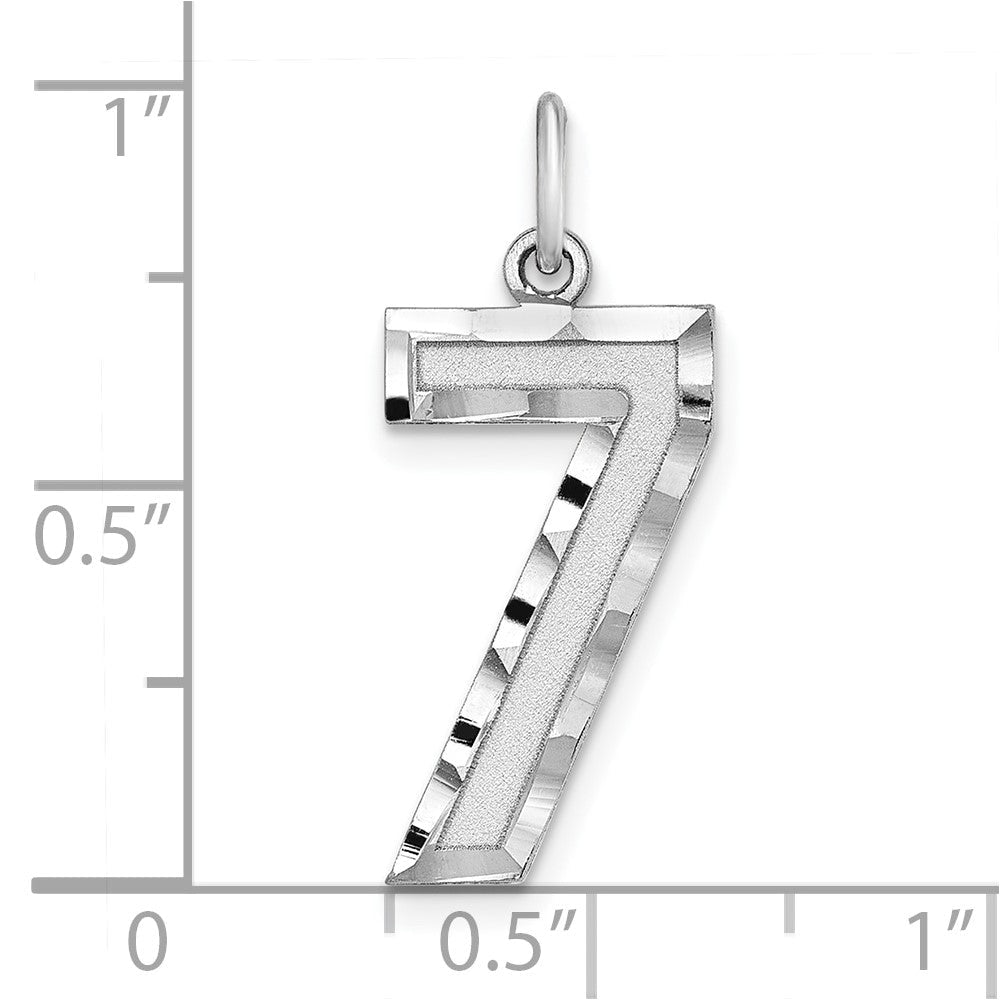 Sterlingsilber Rhodiniert Groß Diamantiert #7 Charm
