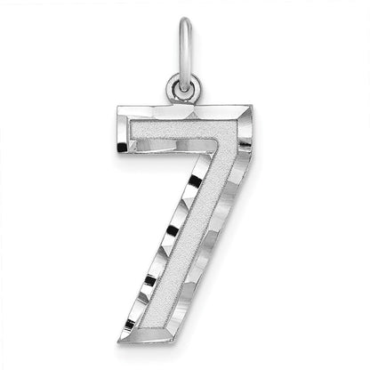 Sterlingsilber Rhodiniert Groß Diamantiert #7 Charm