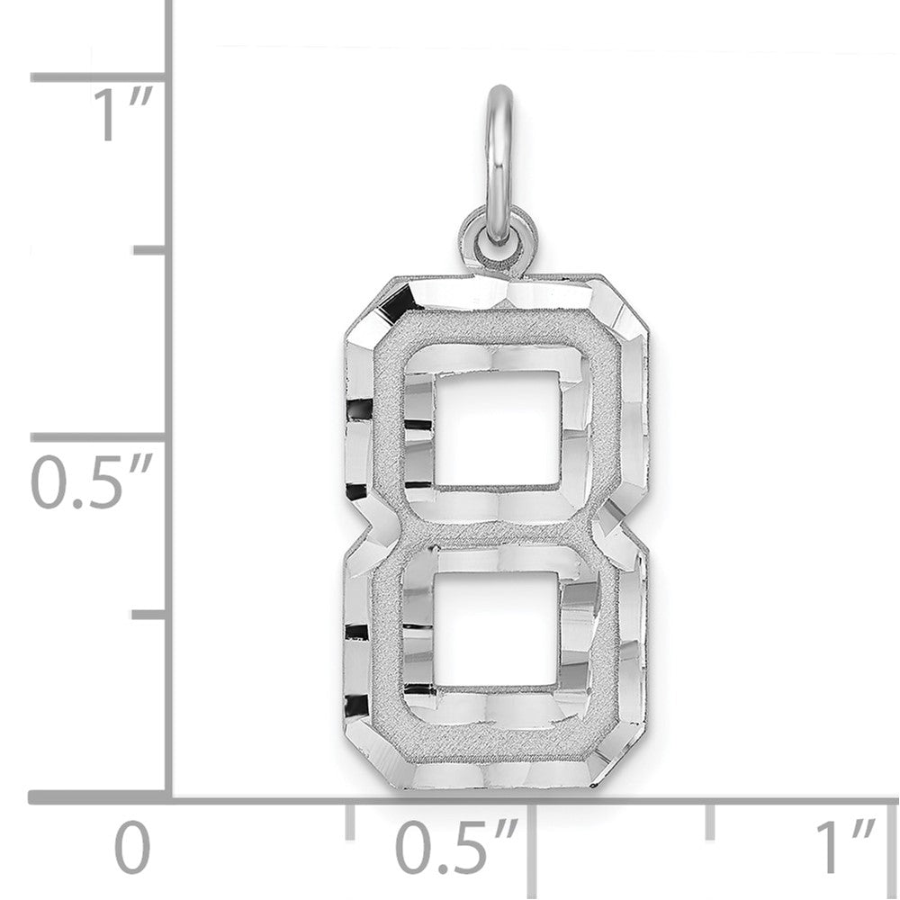 Sterlingsilber Rhodiniert Groß Diamantiert #8 Charm