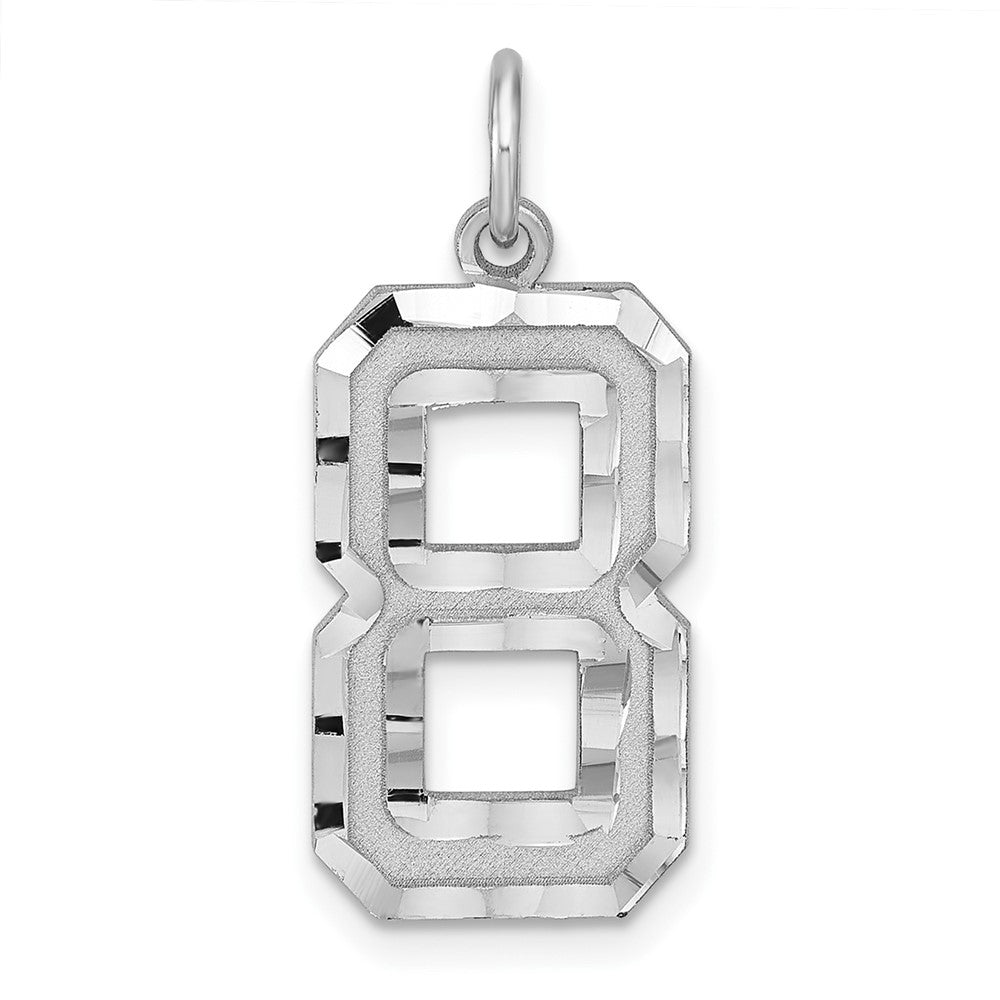 Sterlingsilber Rhodiniert Groß Diamantiert #8 Charm