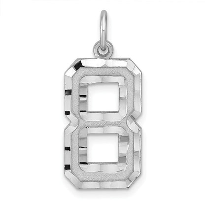Sterlingsilber Rhodiniert Groß Diamantiert #8 Charm