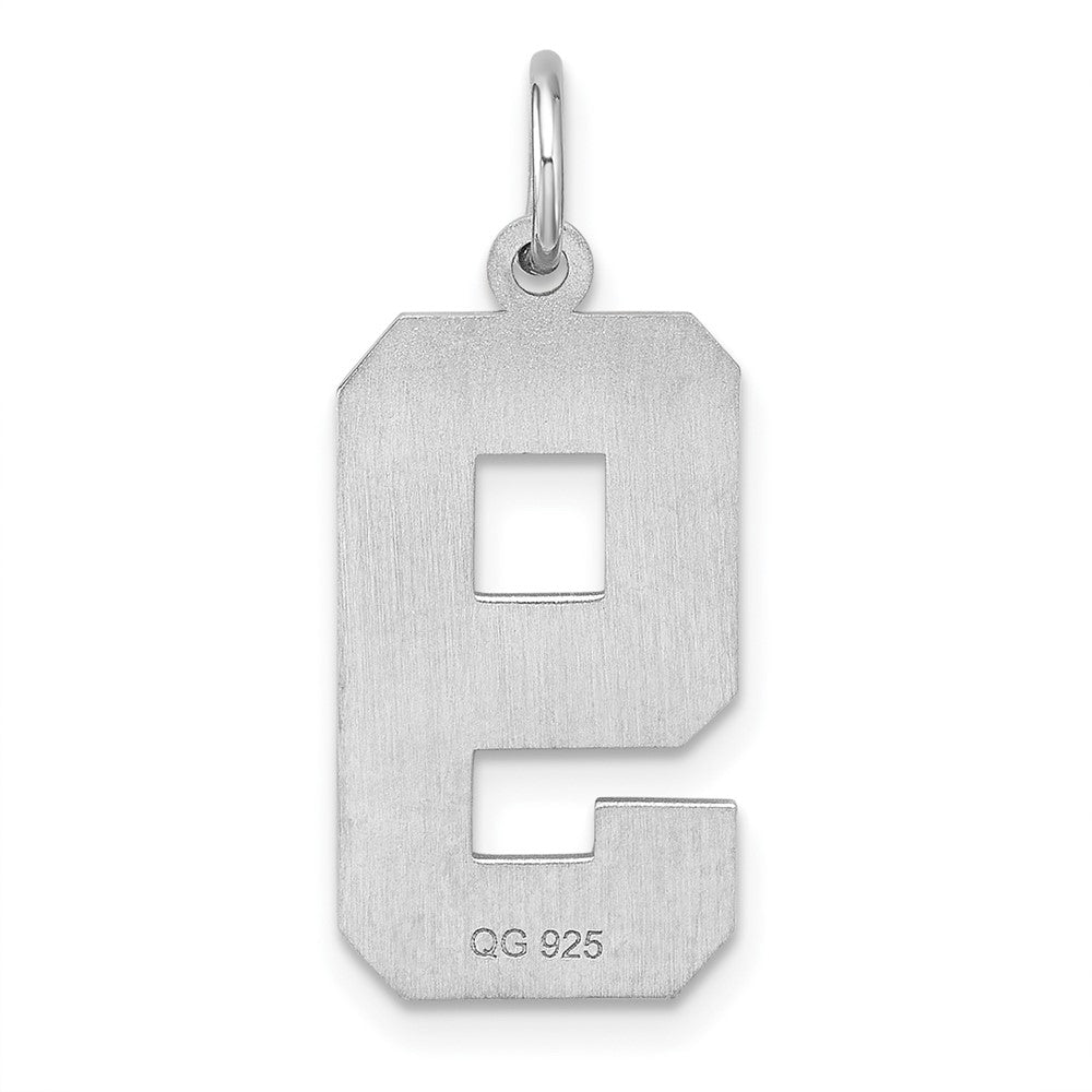Sterlingsilber Rhodiniert Groß Diamantiert #9 Charm