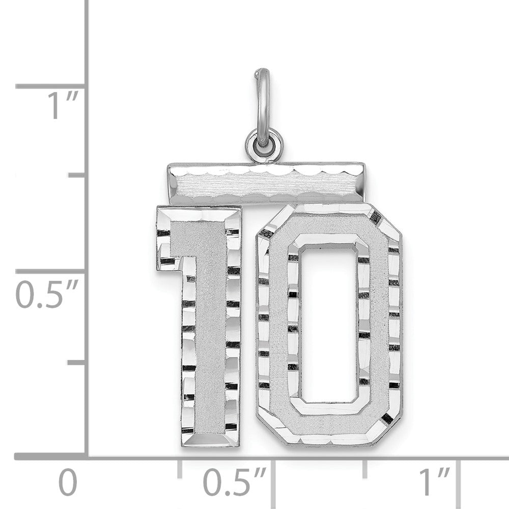 Sterlingsilber Rhodiniert Groß #10 Charm