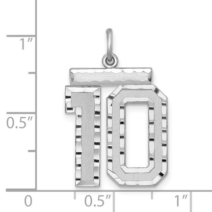 Sterlingsilber Rhodiniert Groß #10 Charm