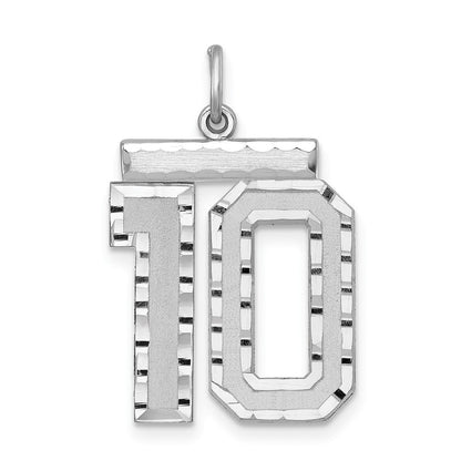 Sterlingsilber Rhodiniert Groß #10 Charm