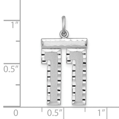 Sterlingsilber Rhodiniert Groß #11 Charm