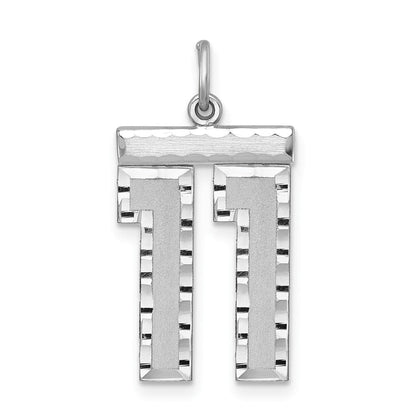 Sterlingsilber Rhodiniert Groß #11 Charm