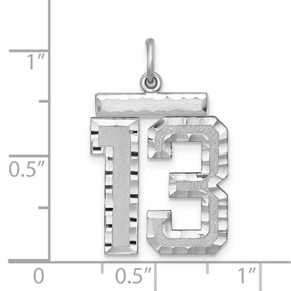 Sterlingsilber Rhodiniert Groß #13 Charm