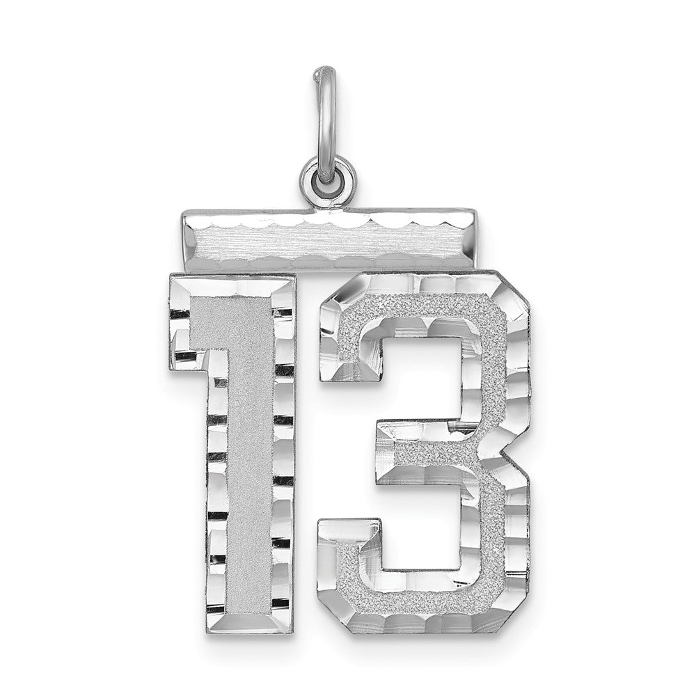 Sterlingsilber Rhodiniert Groß #13 Charm