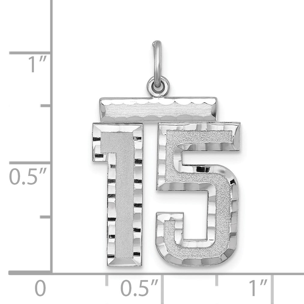 Sterlingsilber Rhodiniert Groß #15 Charm