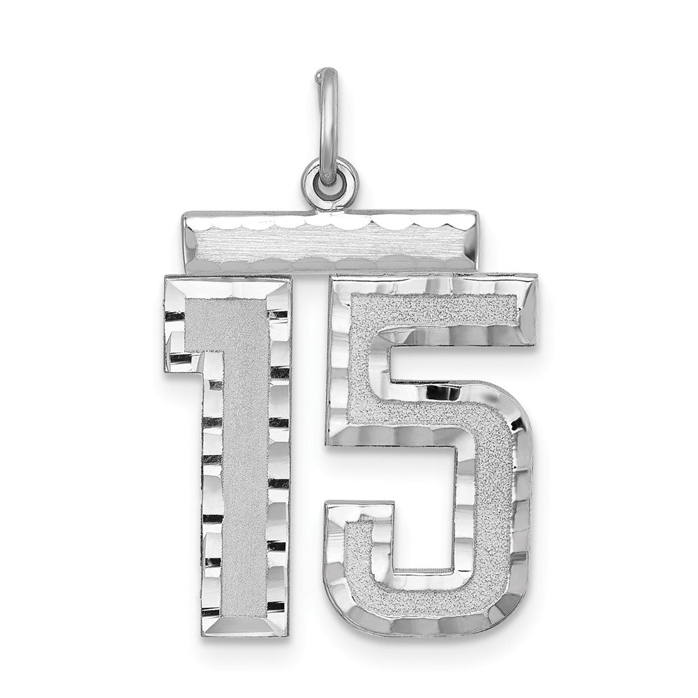 Sterlingsilber Rhodiniert Groß #15 Charm